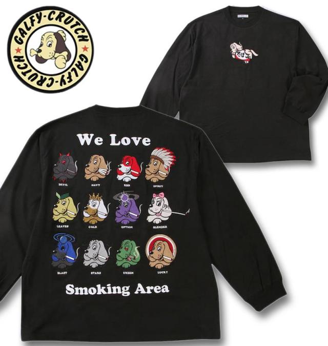 大きいサイズ GALFY ヤニラバーズ 長袖 Tシャツ ブラック 3L 4L 5L 6L/1258-5100-2-118