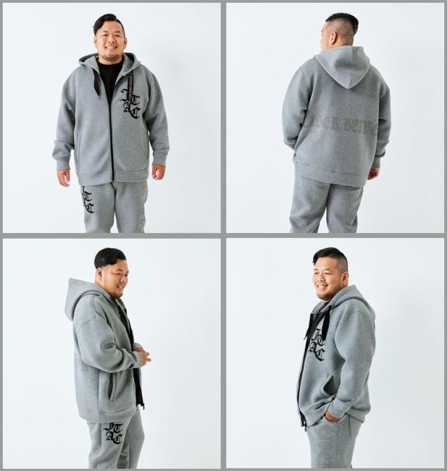 大きいサイズ in the attic ダイバーボンディング フルジップ パーカー モクグレー 3L 4L 5L 6L/1258-5363-1-118