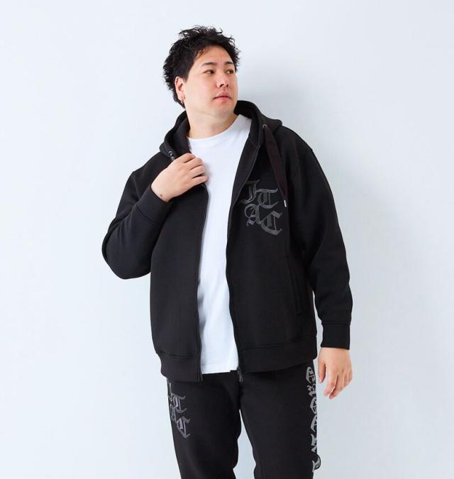 大きいサイズ in the attic ダイバーボンディング フルジップ パーカー ブラック 3L 4L 5L 6L/1258-5363-2-118