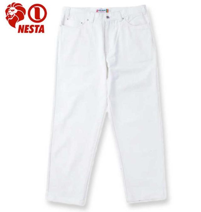 大きいサイズ NESTA BRAND デニム ロングパンツ ホワイト 100cm〜160cm/1274-4216-1-118