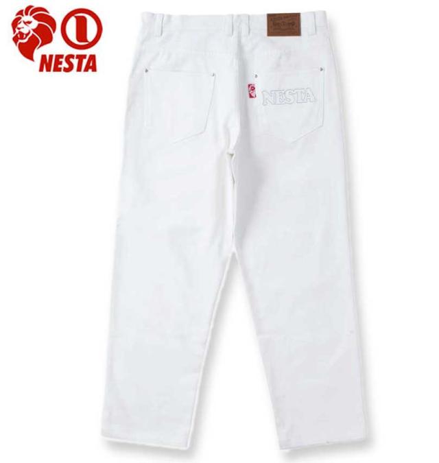 大きいサイズ NESTA BRAND デニム ロングパンツ ホワイト 100cm〜160cm/1274-4216-1-118
