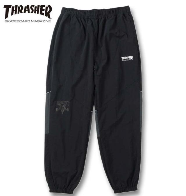 大きいサイズ THRASHER ナイロンワッシャー 裏メッシュ パンツ ブラック×チャコール 3L 4L 5L 6L/1274-4375-2-118