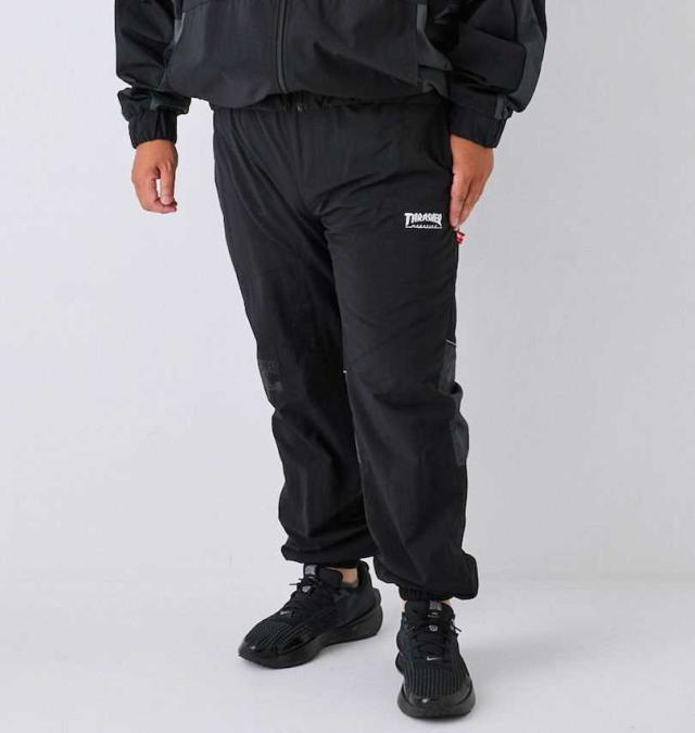 大きいサイズ THRASHER ナイロンワッシャー 裏メッシュ パンツ ブラック×チャコール 3L 4L 5L 6L/1274-4375-2-118