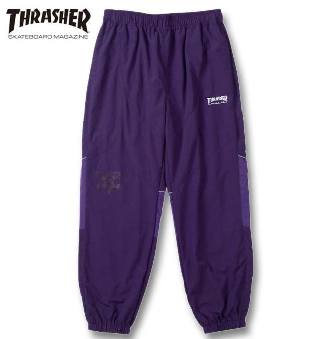 大きいサイズ THRASHER ナイロンワッシャー 裏メッシュ パンツ ダークパープル×パープル 3L 4L 5L 6L/1274-4375-3-118