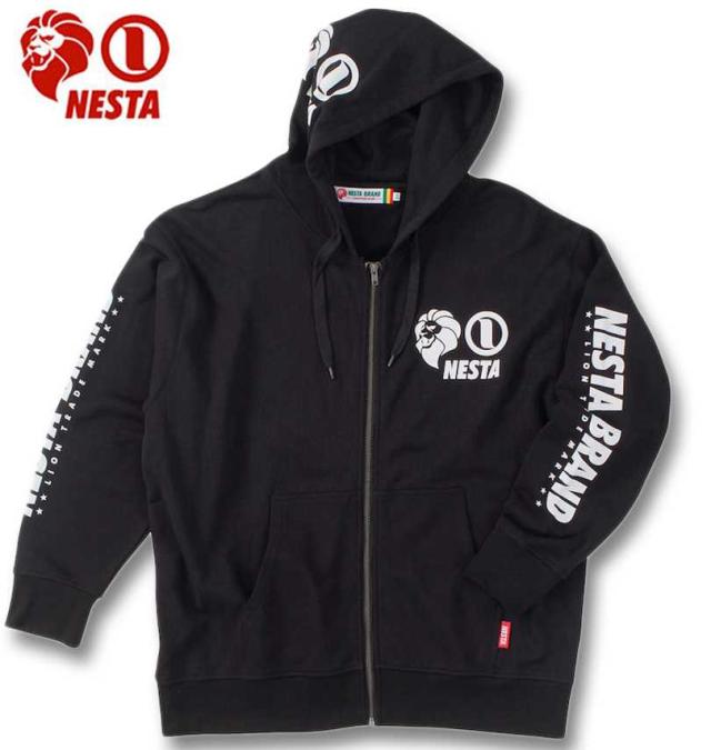 大きいサイズ NESTA BRAND 裏毛 フルジップ パーカー ブラック 3L 4L 5L 6L 8L/1278-4366-2-118