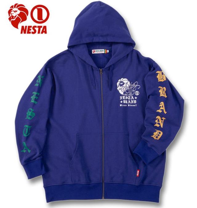 大きいサイズ NESTA BRAND 裏毛 フルジップ パーカー ロイヤルブルー 3L 4L 5L 6L 8L/1278-5356-1-118