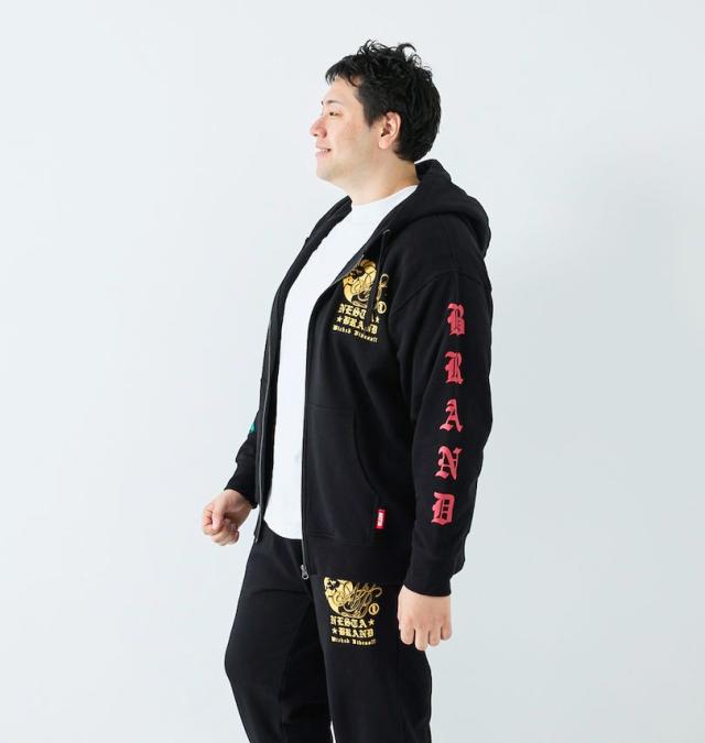 大きいサイズ NESTA BRAND 裏毛 フルジップ パーカー ブラック 3L 4L 5L 6L 8L/1278-5356-2-118