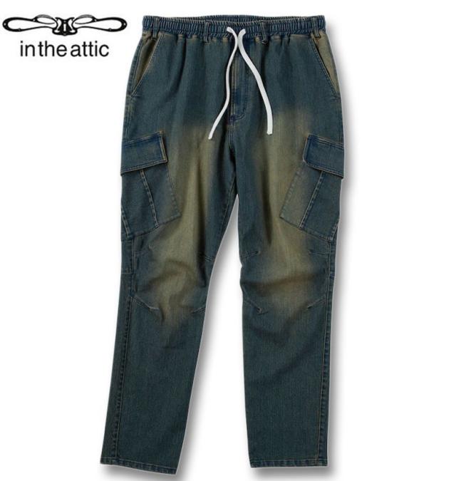 大きいサイズ in the attic スーパーストレッチ デニム カーゴパンツ インディゴ 3L 4L 5L 6L/1254-5261-1-120