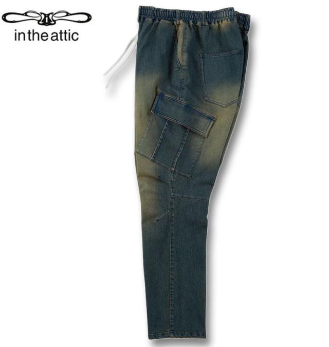 大きいサイズ in the attic スーパーストレッチ デニム カーゴパンツ インディゴ 3L 4L 5L 6L/1254-5261-1-120