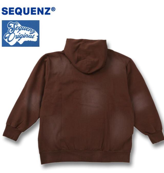 大きいサイズ SEQUENZ パウダースプレー ブリーチ加工 フルジップ パーカー ブラウン 3L 4L 5L 6L/1258-5385-1-120