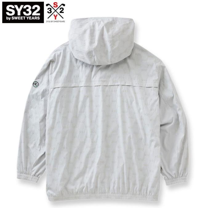 大きいサイズ SY32 by SWEET YEARS ゴルフ フロッキー ウーブンストレッチ フルジップ フーディ ジャケット ライトグレー 3L 4L 5L 6L/1273-5335-1-320