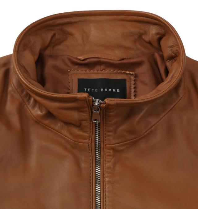 大きいサイズ TETE HOMME スタンドカラー レザーブルゾン キャメル 3L 4L 5L 6L/1273-5357-1-720