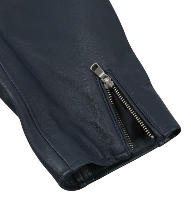 大きいサイズ TETE HOMME スタンドカラー レザーブルゾン ネイビー 3L 4L 5L 6L/1273-5357-3-720