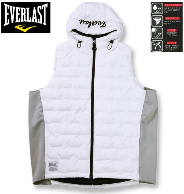 大きいサイズ EVERLAST 脇切替 防風 フード ベスト ホワイト 3L 4L 5L 6L/1273-5391-1-120