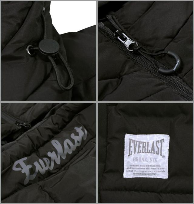大きいサイズ EVERLAST 脇切替 防風 フード ベスト ブラック 3L 4L 5L 6L/1273-5391-2-120