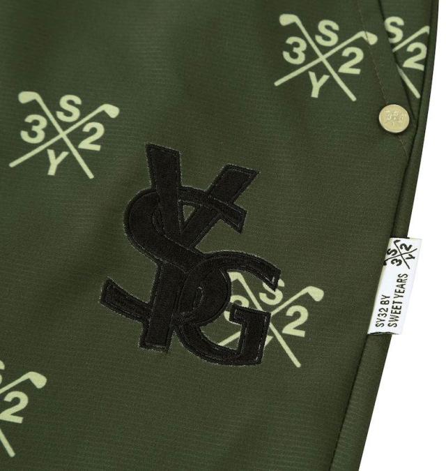 大きいサイズ SY32 by SWEET YEARS ゴルフ クロスロゴ グラフィック ハーフパンツ カーキ 3L 4L 5L 6L/1274-5206-2-220