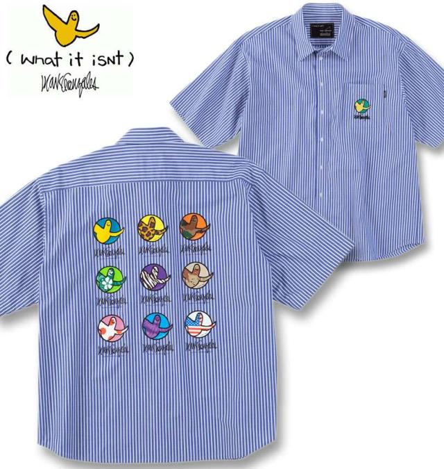 大きいサイズ (What it isNt) ストライプ 半袖シャツ ネイビー 3L 4L 5L 6L 8L/1277-5255-1-120