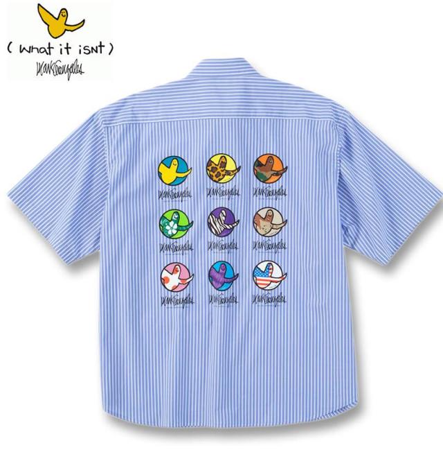 大きいサイズ (What it isNt) ストライプ 半袖シャツ サックスブルー 3L 4L 5L 6L 8L/1277-5255-2-120