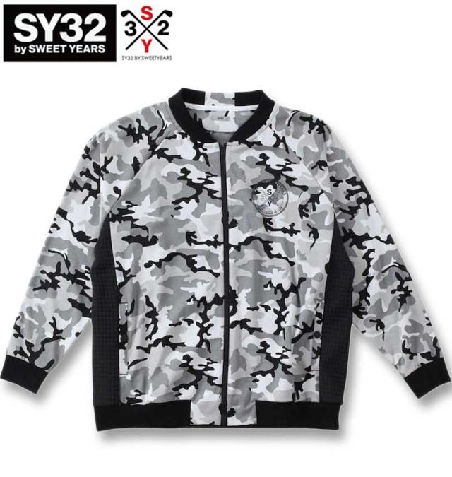 大きいサイズ SY32 by SWEET YEARS ゴルフ カモジャガード ジップ スウェットジャケット ブラック 3L 4L 5L 6L/1278-3386-2-220