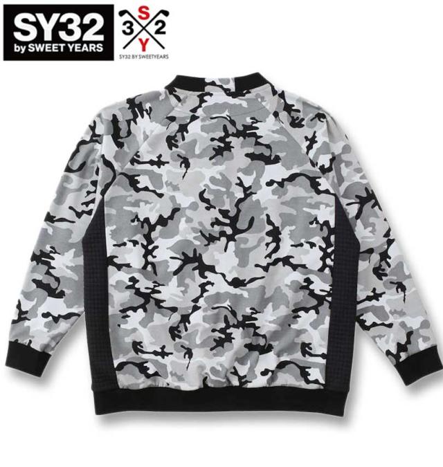 大きいサイズ SY32 by SWEET YEARS ゴルフ カモジャガード ジップ スウェットジャケット ブラック 3L 4L 5L 6L/1278-3386-2-220