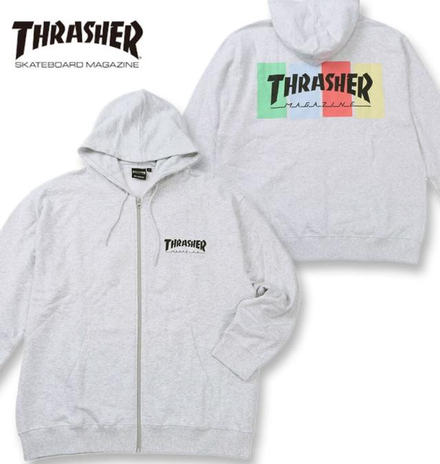 大きいサイズ THRASHER フルジップパーカー アッシュ 3L 4L 5L 6L 8L/1278-5657-1-120