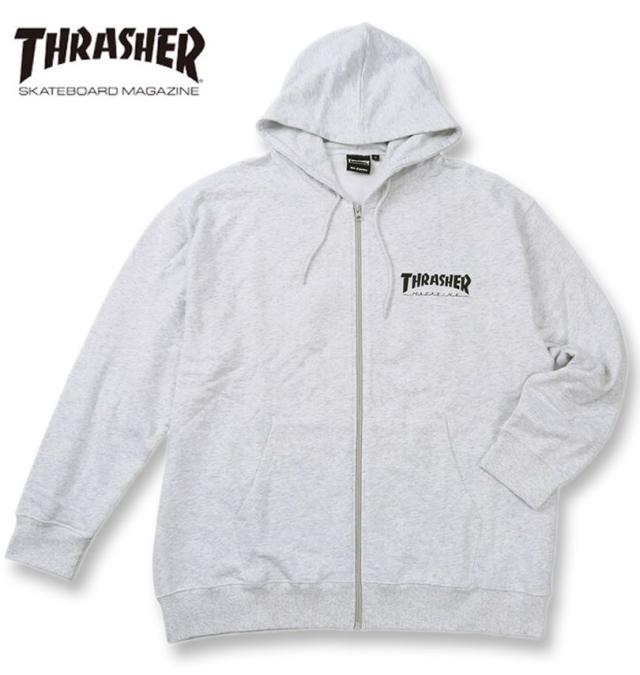 大きいサイズ THRASHER フルジップパーカー アッシュ 3L 4L 5L 6L 8L/1278-5657-1-120