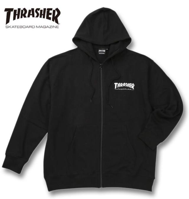 大きいサイズ THRASHER フルジップパーカー ブラック 3L 4L 5L 6L 8L/1278-5657-2-120