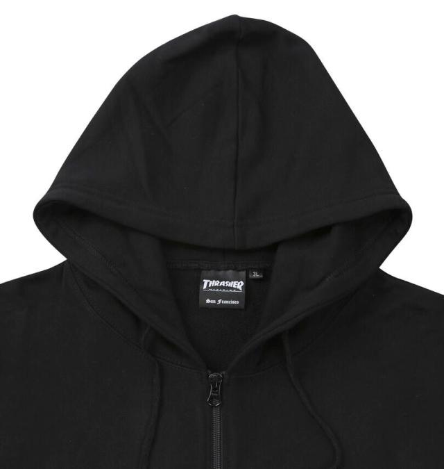 大きいサイズ THRASHER フルジップパーカー ブラック 3L 4L 5L 6L 8L/1278-5657-2-120