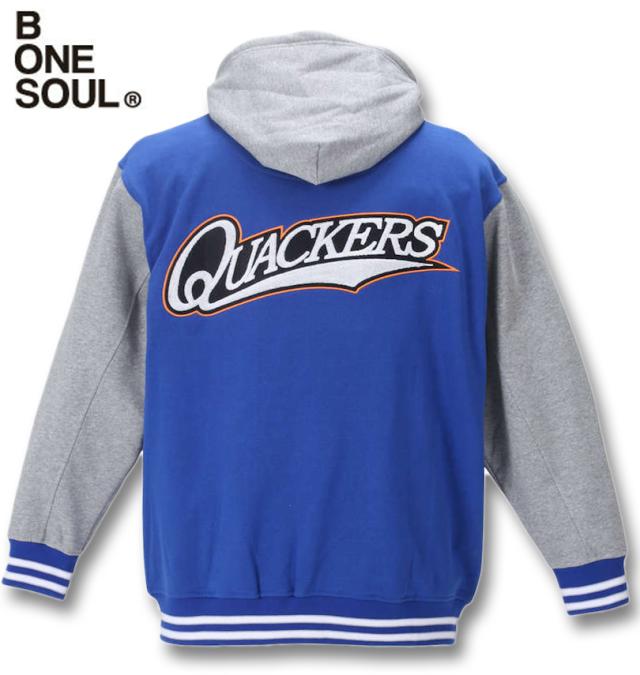 大きいサイズ b-one-soul DUCK DUDEスウェットスタジアムジャケット ブルー 3L 4L 5L 6L/1258-2393-3-128