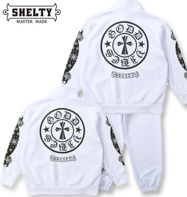大きいサイズ SHELTY プリント ジャージ 上下セット ホワイト 3L 4L 5L 6L/1268-4312-1-128