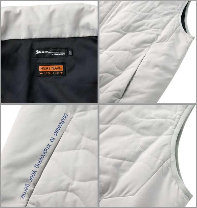大きいサイズ SRIXON ヒートナビ アウターベスト グレー 3L 4L 5L 6L/1273-3321-1-228