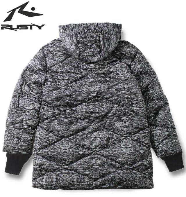 大きいサイズ RUSTY 中綿ロングジャケット チャコールグレー杢 3L 4L 5L 6L 8L/1273-3341-1-228