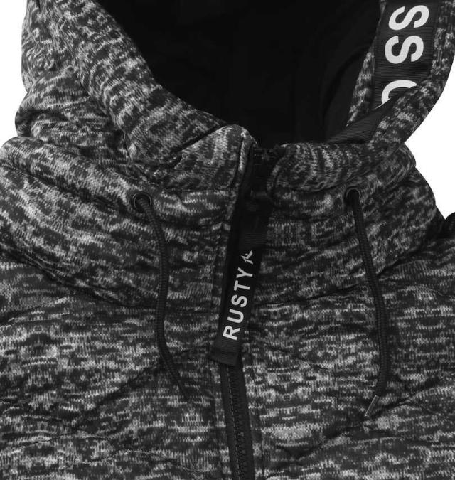 大きいサイズ RUSTY 中綿ロングジャケット チャコールグレー杢 3L 4L 5L 6L 8L/1273-3341-1-228