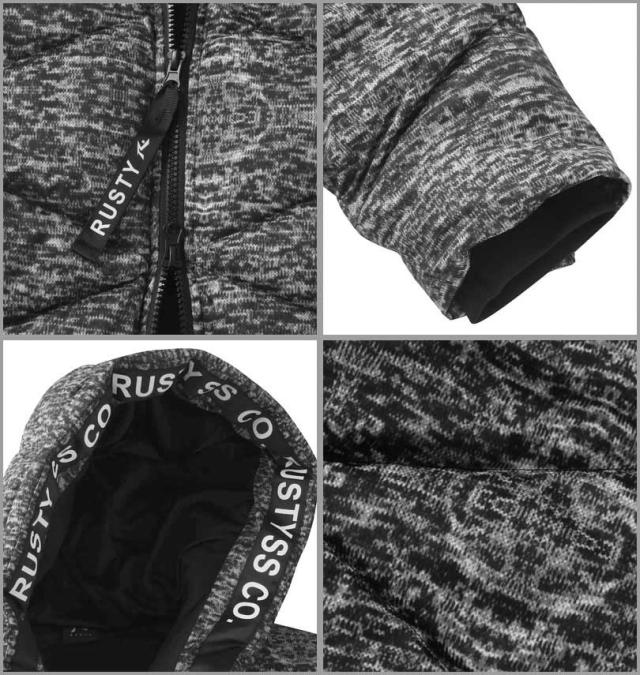 大きいサイズ RUSTY 中綿ロングジャケット チャコールグレー杢 3L 4L 5L 6L 8L/1273-3341-1-228