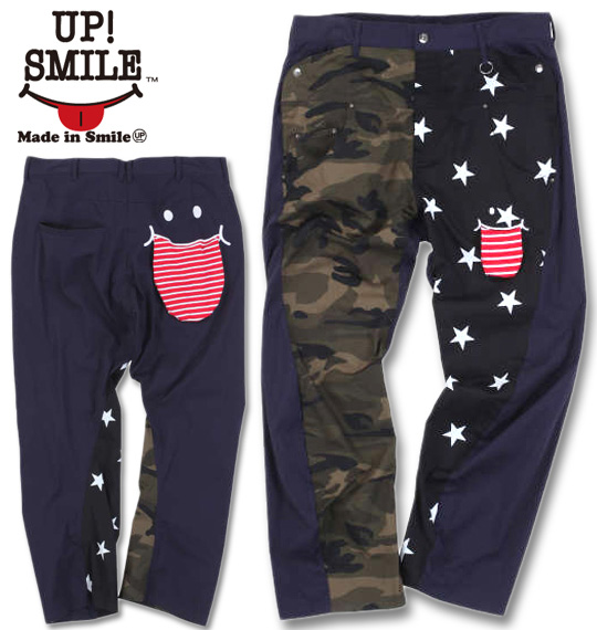 大きいサイズ UP!SMILE クレイジー切替パンツ ネイビー 100cm 110cm 120cm 130cm/1274-0310-1-128