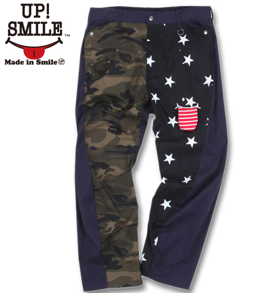 大きいサイズ UP!SMILE クレイジー切替パンツ ネイビー 100cm 110cm 120cm 130cm/1274-0310-1-128