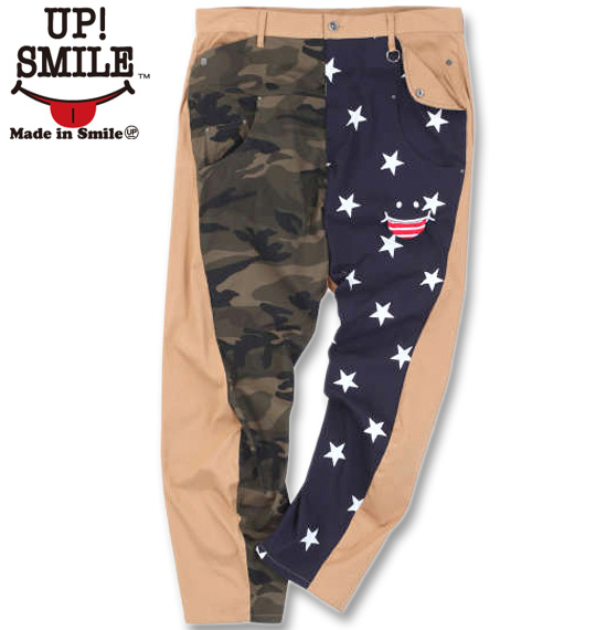 大きいサイズ UP!SMILE クレイジー切替パンツ ベージュ 100cm 110cm 120cm 130cm/1274-0310-2-128