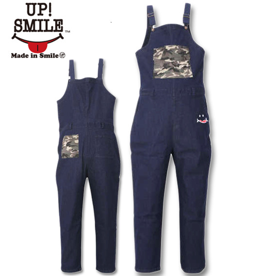 大きいサイズ UP!SMILE ポケットカモフラオーバーオール ネイビー 3L 4L 5L 6L/1274-1345-1-128
