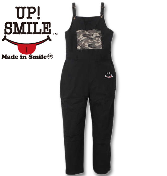 大きいサイズ UP!SMILE ポケットカモフラオーバーオール ブラック 3L 4L 5L 6L/1274-1345-2-128