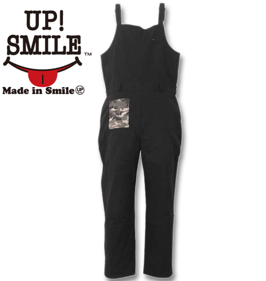 大きいサイズ UP!SMILE ポケットカモフラオーバーオール ブラック 3L 4L 5L 6L/1274-1345-2-128