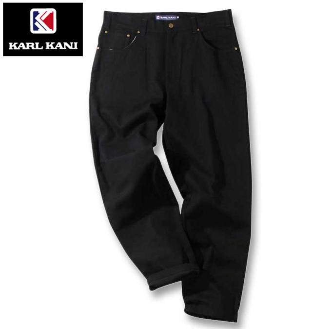 大きいサイズ KARL KANI デニムロングパンツ ブラック 100cm〜150cm/1274-3360-2-128