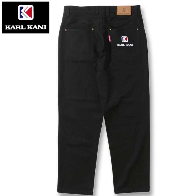 大きいサイズ KARL KANI デニムロングパンツ ブラック 100cm〜150cm/1274-3360-2-128
