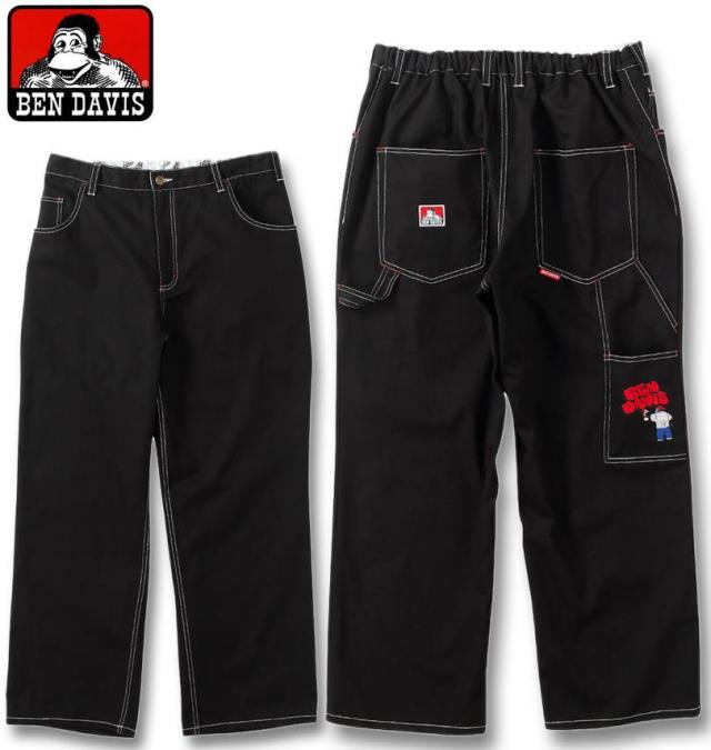 大きいサイズ BEN DAVIS エンブロイダリー ペインターパンツ ブラック 3L 4L 5L 6L/1274-4610-2-128
