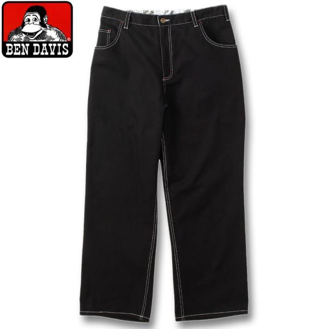 大きいサイズ BEN DAVIS エンブロイダリー ペインターパンツ ブラック 3L 4L 5L 6L/1274-4610-2-128