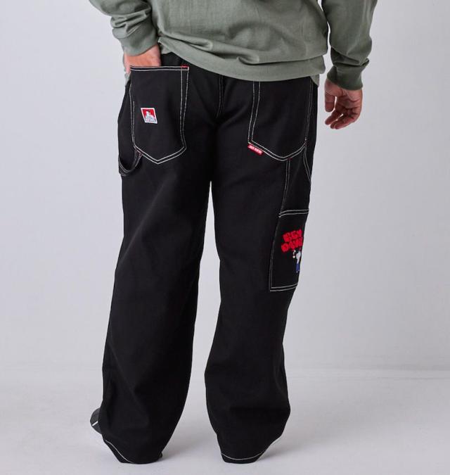 大きいサイズ BEN DAVIS エンブロイダリー ペインターパンツ ブラック 3L 4L 5L 6L/1274-4610-2-128