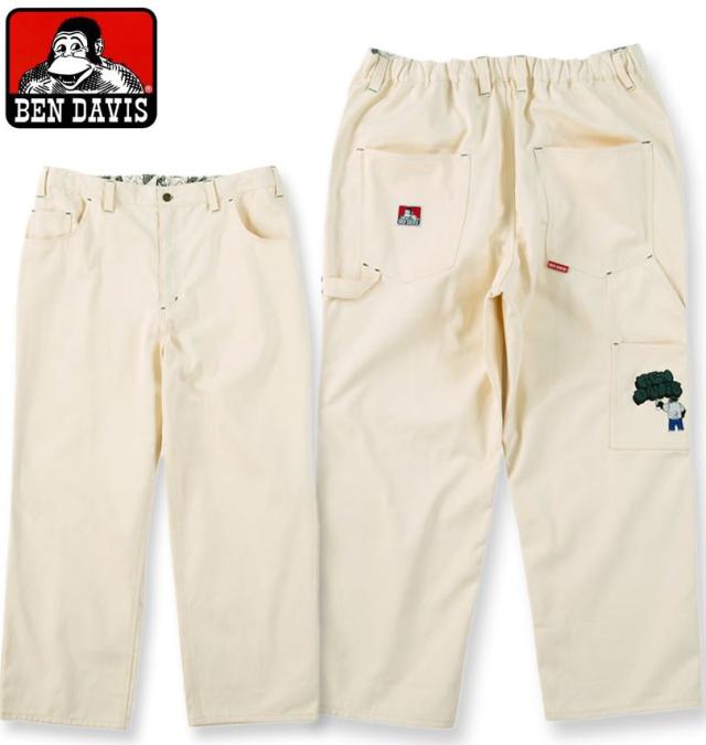 大きいサイズ BEN DAVIS エンブロイダリー ペインターパンツ オフホワイト 3L 4L 5L 6L/1274-4610-3-128