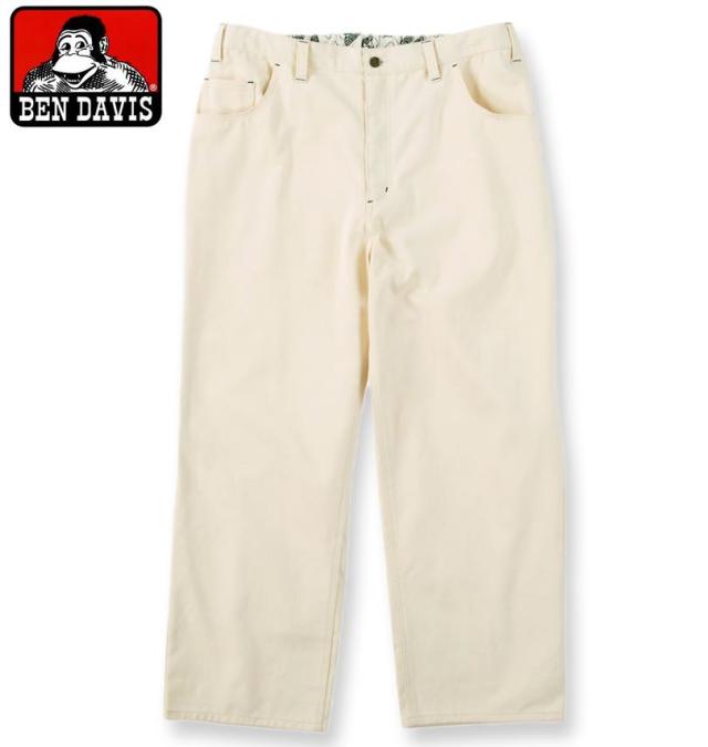 大きいサイズ BEN DAVIS エンブロイダリー ペインターパンツ オフホワイト 3L 4L 5L 6L/1274-4610-3-128