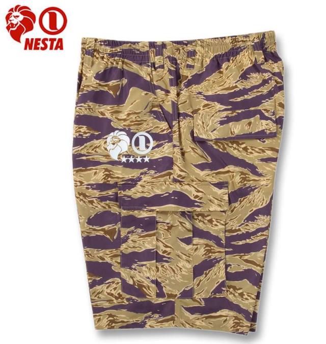 大きいサイズ NESTA BRAND タイガーカモ カーゴ ハーフパンツ サンドタイガーカモ 3L 4L 5L 6L 8L/1274-5281-1-128