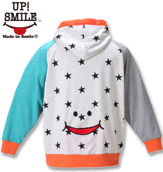 大きいサイズ UP!SMILE クレイジー切替パーカー オレンジ×カモ 3L 4L 5L 6L/1278-0382-2-128