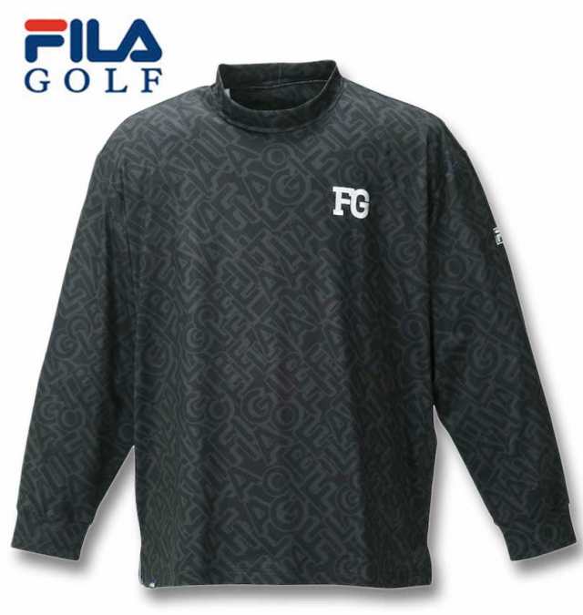 大きいサイズ FILA GOLF タイポプリント モックネック長袖シャツ ブラック 3L 4L 5L 6L/1278-3321-2-128